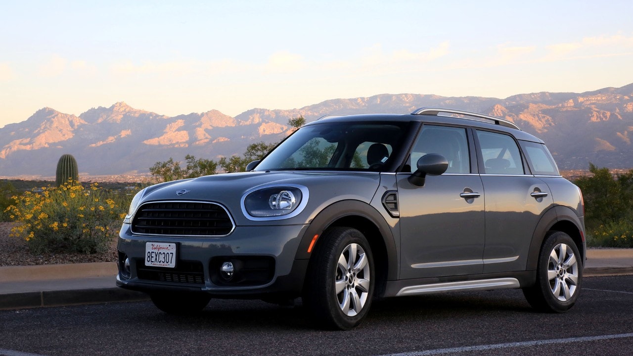 A Mini Cooper in Saguaro National Park East