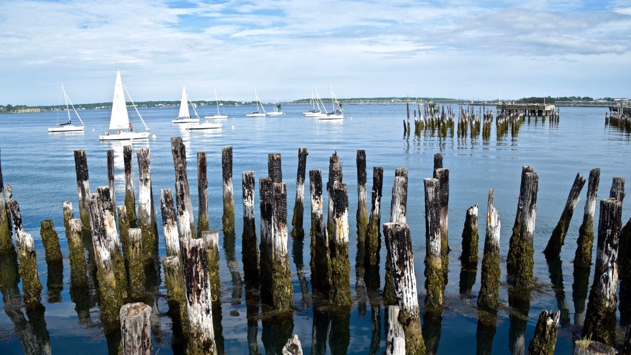 The waterfront trail in the east part of Portland offers splendid ocean and harbor views.