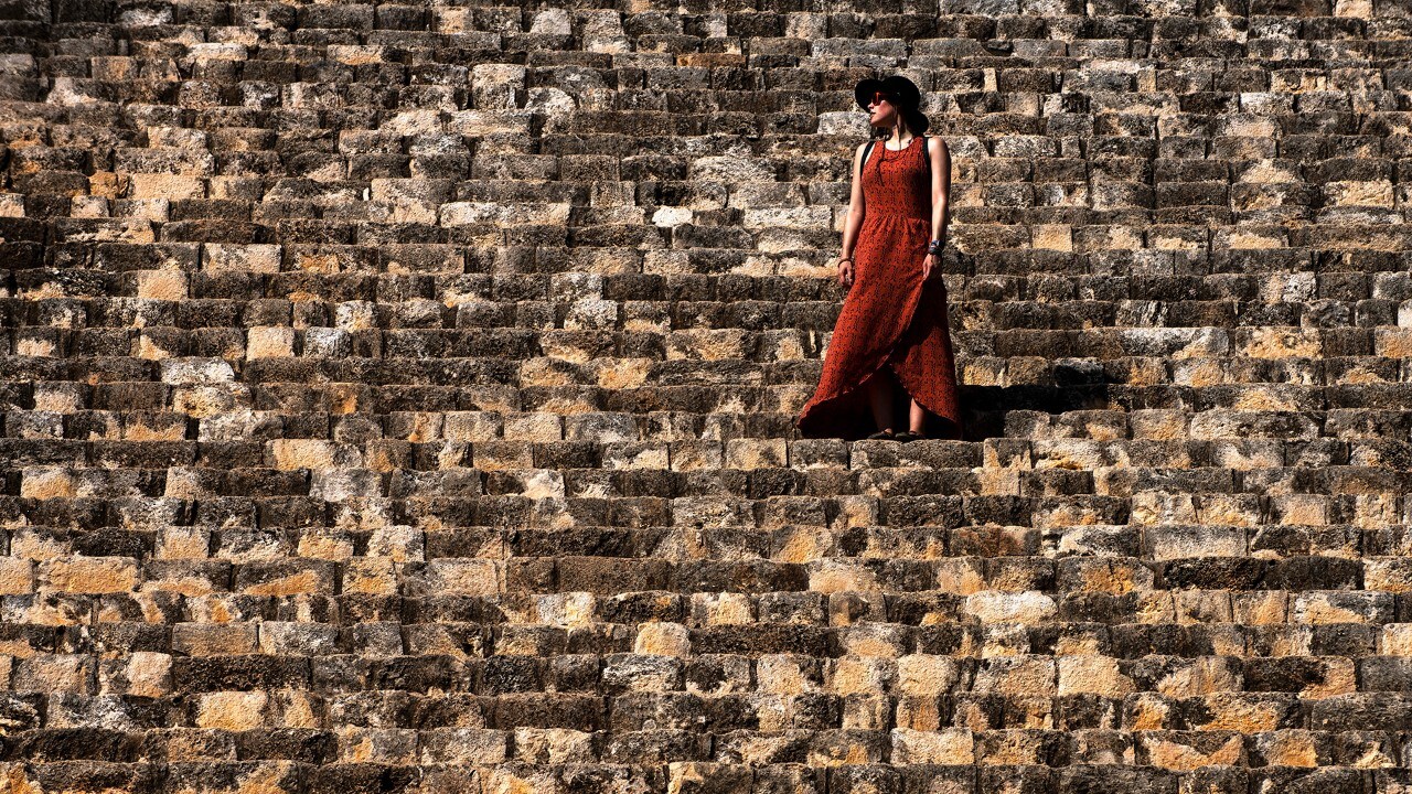 The steps of the 93-foot-tall Acropolis at Ek Balam