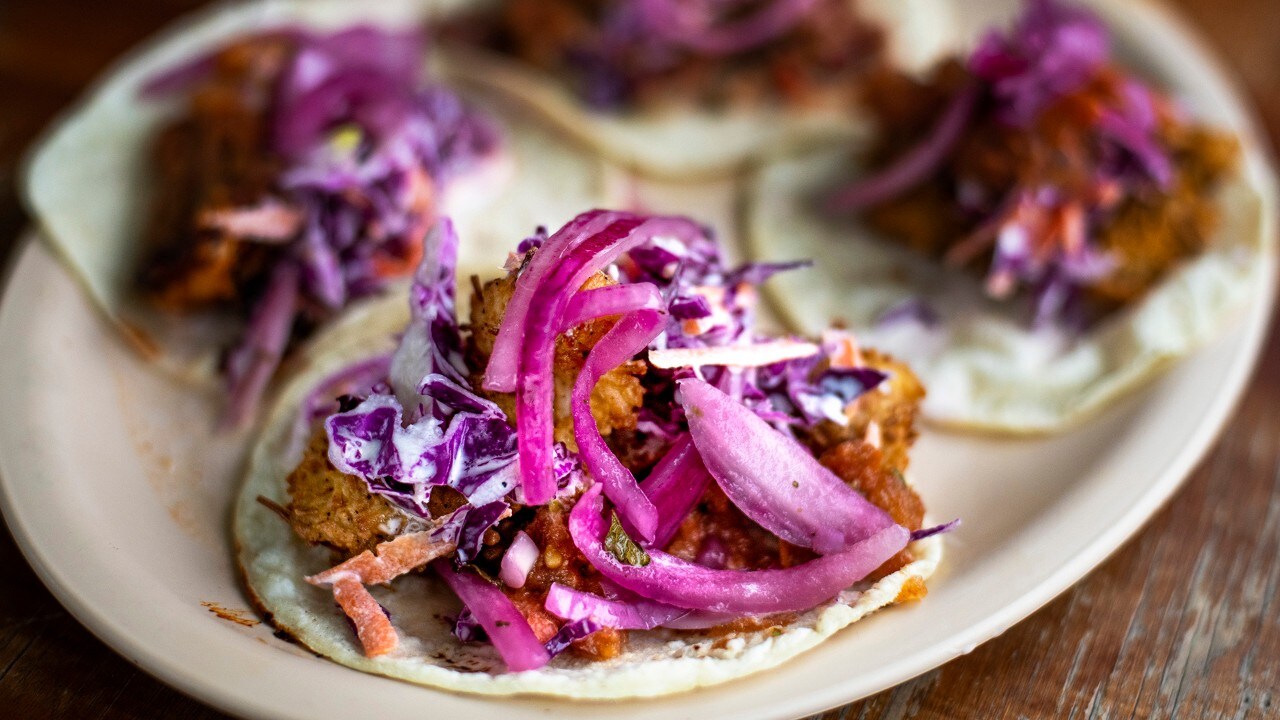 Coconut shrimp tacos at El Santo Chilote