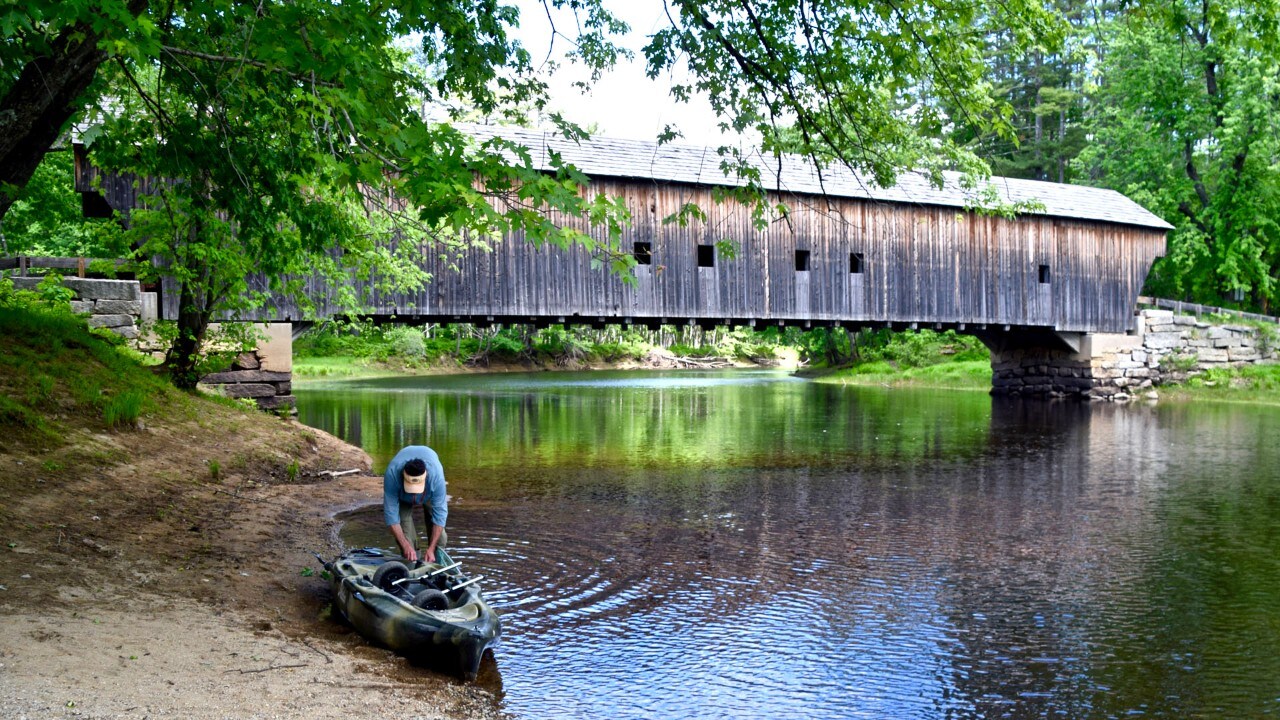 The Hemlock covered bridge outside of Fryeburg, Maine, was built in 1867.