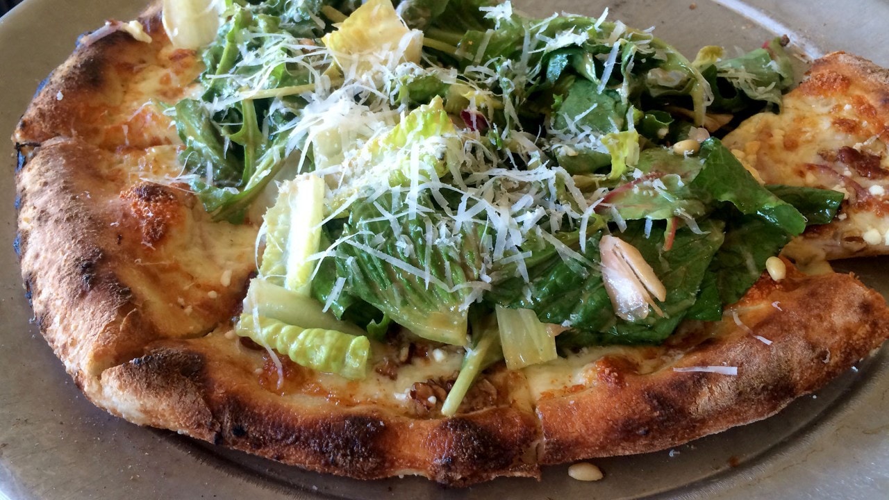 The Magnolia Rosa Insalata pizza at TriBecca Allie Cafe