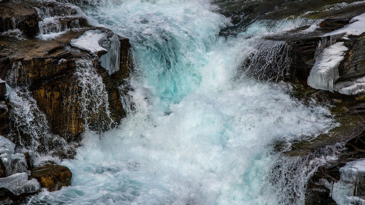 A beautiful waterfall in the park