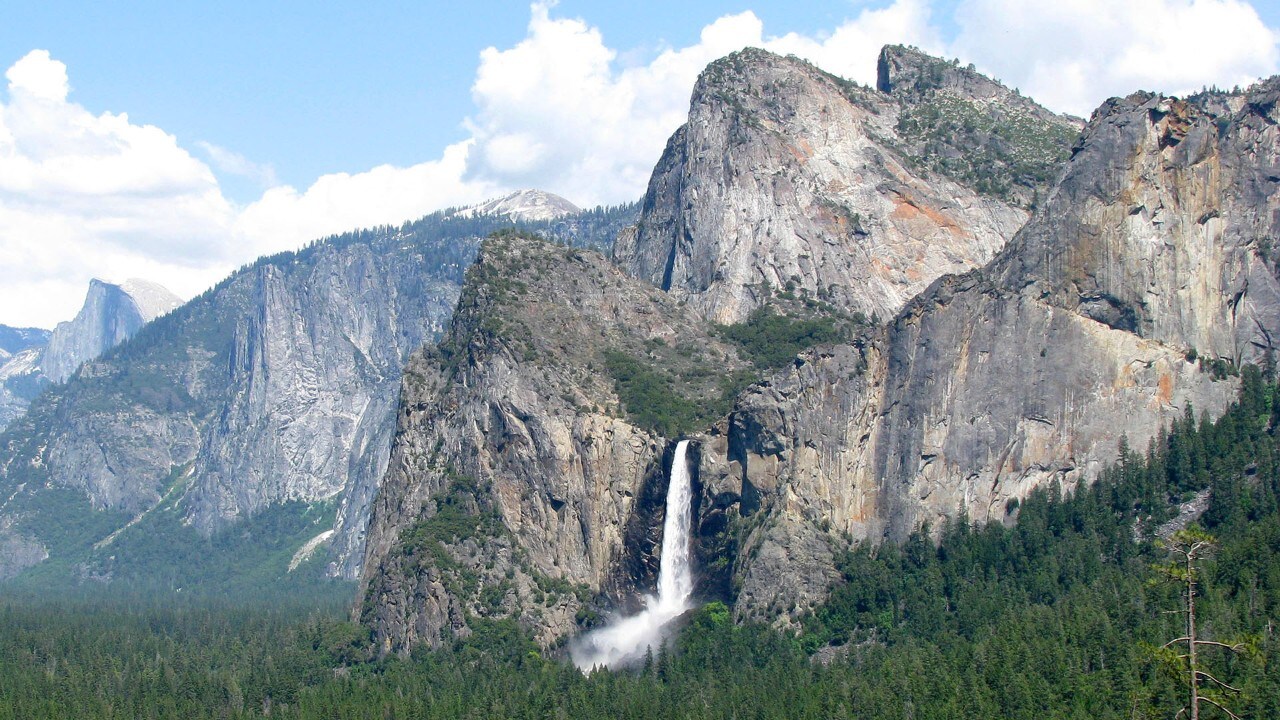 Bridalveil Falls roar during spring.