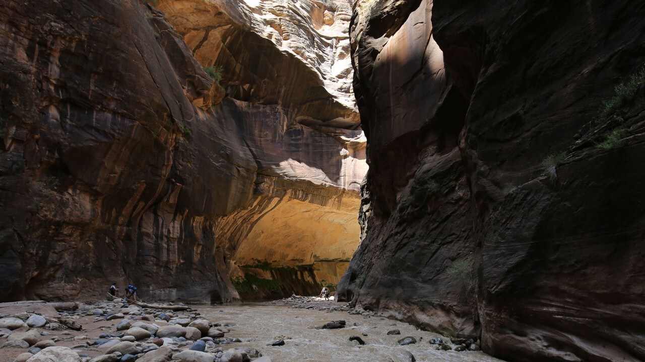 The Virgin River flows through The Narrows.