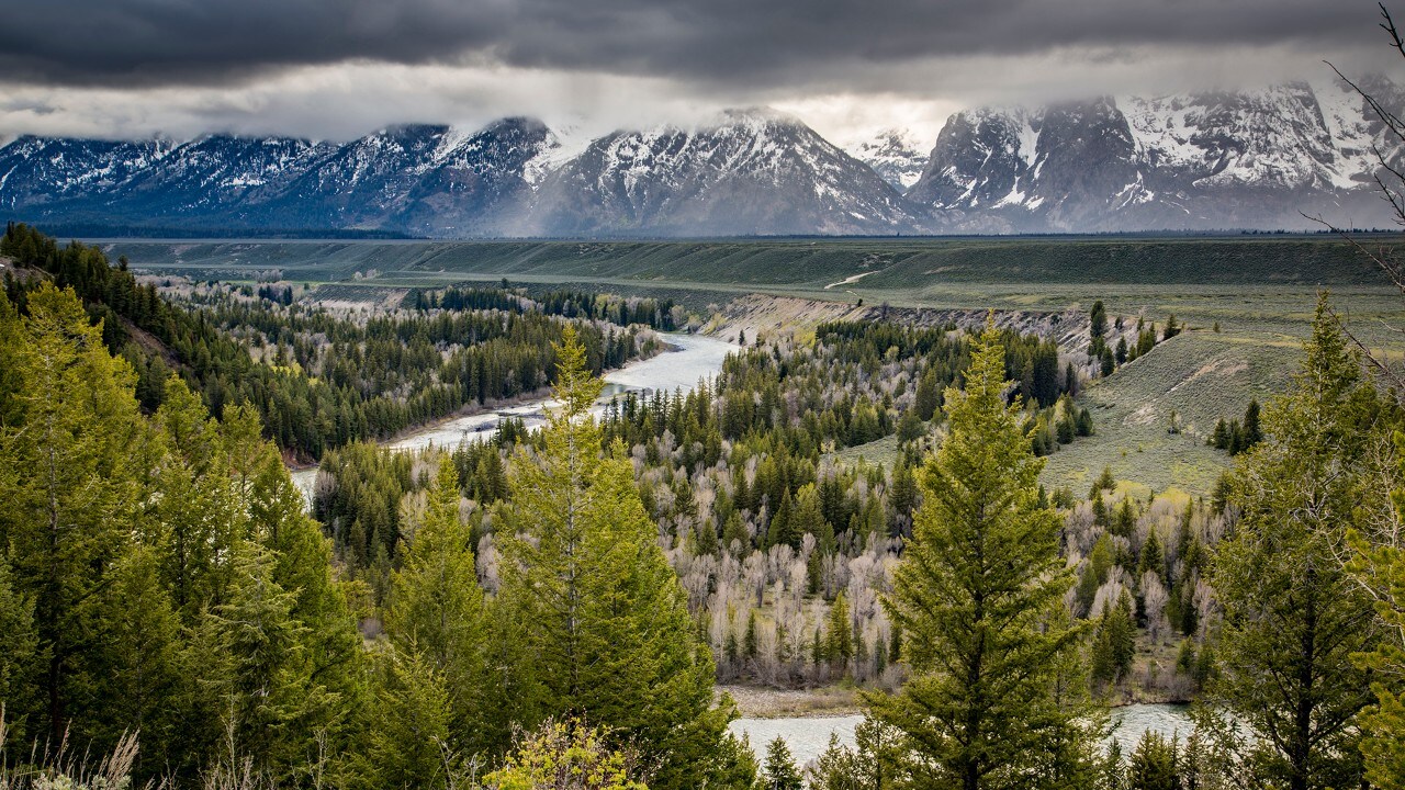 The iconic Snake River winds its way toward Wyoming's Teton Range.