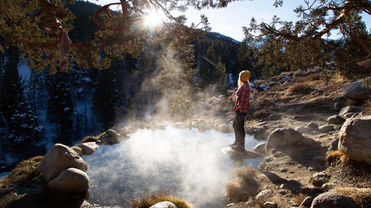 Megan reflects on her journey at the Buckeye Hot Springs near Bridgeport, California.