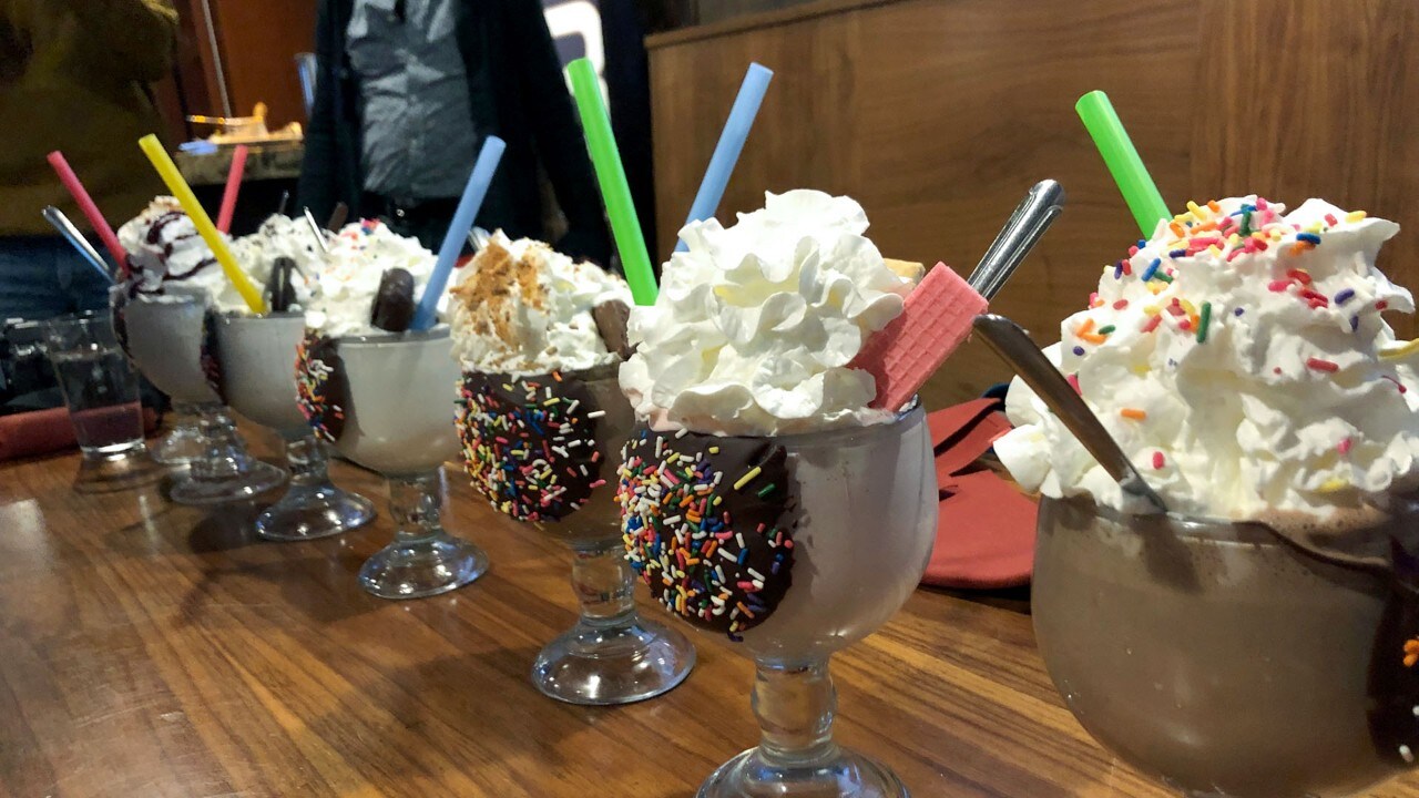 A milkshake flight at Drafts Burger Bar