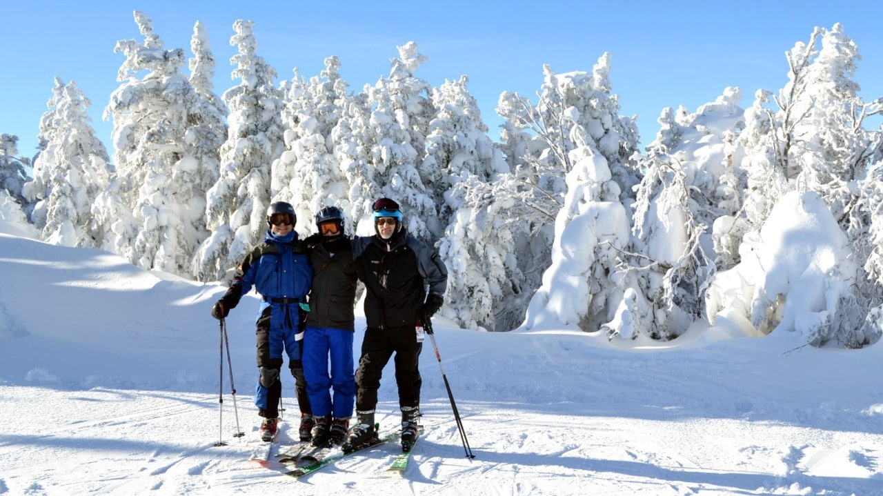 Skiers rest on the top of Cannon Mountain in New Hampshire. Photo by Alexander C. Kafka