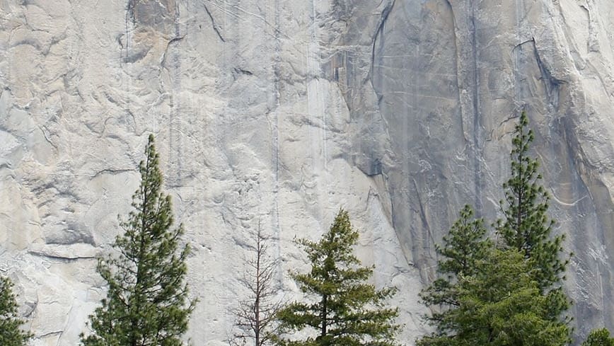 Granite walls tower above the valley