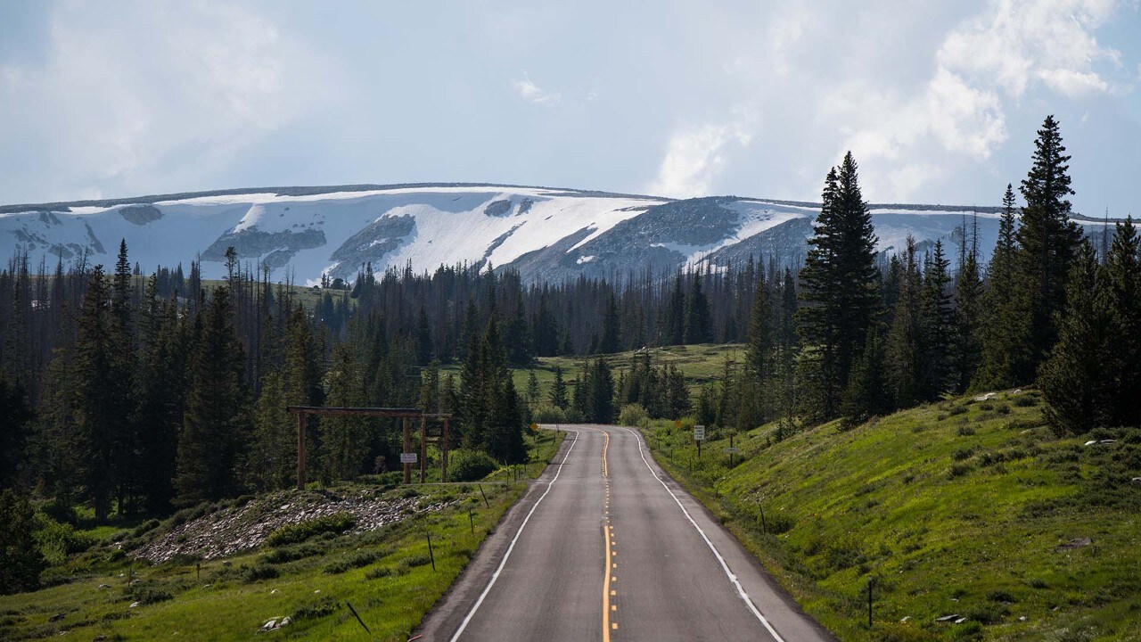 Snowfields linger throughout the year.