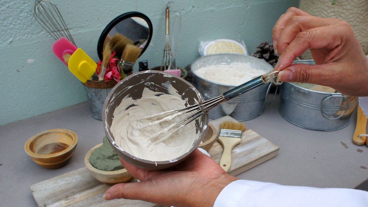 Kaolin white clay is used to moisturize the face as part of a mud treatment at MoonAcre Spa.