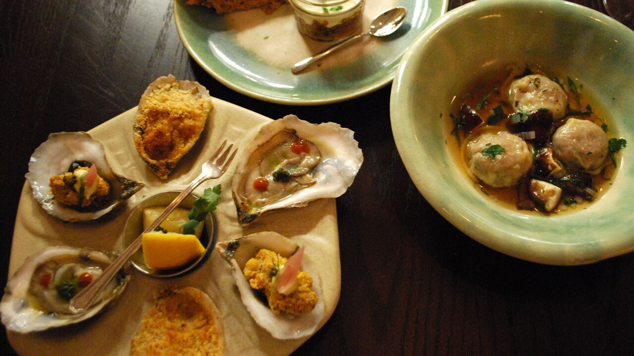 Satterfield Pottery oyster plate at White Pillars Restaurant