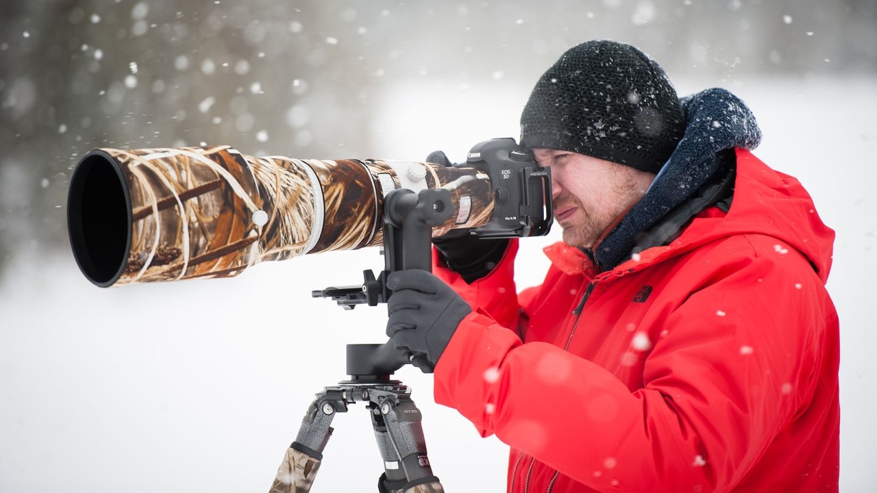 The author photographs in Yellowstone.